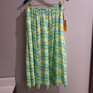 Ruby Rd. NWT Light Blue & Lime Chevron Maxi Skirt Size 16W